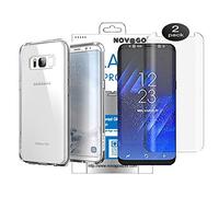 NOVAGO Compatible avec Samsung Galaxy S8 - Pack Protection 2 en 1 - Coque Arrière Transparente en Silicone TPU + 1 Film de Protection écran en Verre Trempé Incurvé 3D (Transparent, Compatible Coque)