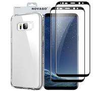 NOVAGO Compatible avec Samsung Galaxy S8+/ S8 Plus -Coque Transparente Souple et Solide + 2 Film Protection ecran Verre trempé incurvé 3D
