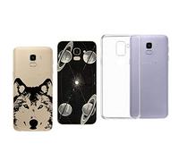 NOVAGO Compatible avec Samsung GalaxyJ6 2018 J600 Pack de 3 Coques en Gel Souple Transparent et Résistant Anti Choc avec Impression de qualité (Multicolore 10)