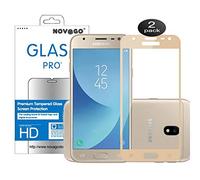 NOVAGO Compatible avec Samsung J5 2017/J530 Pack de 2 Films Verre Galaxy J5 2017 /J530 Films Protection écran en Verre trempé résistant Couvre la totalité de l'écran (Doré)