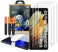 NOVAGO -Compatible avec Samsung S21 Ultra 5G - Pack de 3 Films en Verre Trempé Incurvé avec Colle UV et Lampe