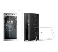 NOVAGO Compatible avec Sony XA2 Pack 2 en 1 Coque Transparente Souple et résistante Anti Choc+ 1 Film en Verre trempé Transparent 3D incurvé Couvrant Tout l'écran (Transparent)