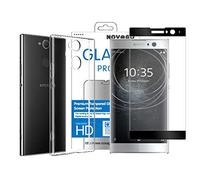 NOVAGO compatible avec SONY XA2 Ultra Pack 2 en 1 Coque transparente solide et résistante + 1 Film protection écran verre trempé 3D incurvé couvrant tout l'écran (Noir)