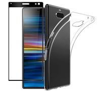 NOVAGO Compatible avec Sony Xperia 10 - Pack Complet Protection Intégrale - Coque Arrière Résistante Transparente en Silicone TPU + 2 Films de Protection écran en Verre Trempé (Compatible Coque)