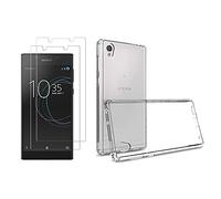 NOVAGO Compatible avec Sony Xperia L1/L1 Dual Pack 2 en 1 Coque Transparente Souple et résistante Anti Choc + 2 Films en Verre trempé Transparents (Films Plus Petits Que l'écran)