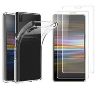 NOVAGO Compatible avec Sony Xperia L3 - Pack Complet Protection Intégrale - Coque Arrière Résistante Transparente en Silicone TPU + 2 Films de Protection écran en Verre Trempé (Compatible Coque)