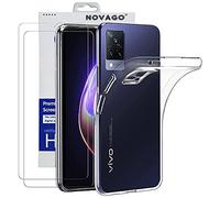 NOVAGO Compatible avec Vivo V21 5G -Pack Complet- Coque Résistante Transparente + 2 Films Protection écran Verre trempé (Transparent)