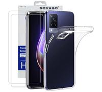 NOVAGO - Compatible avec Vivo V21 5G - Pack Complet : Coque Transparente Résistante + 2 Films de Protection Écran en Verre Trempé