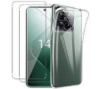 NOVAGO Compatible avec Xiaomi 14 5G - Pack Protection : Coque Arrière Transparente en Silicone TPU Gel Souple Solide Anti Choc + 2 Films Verre Trempé (Compatible Coque)