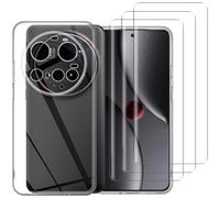 NOVAGO Compatible avec Xiaomi 15 Ultra 5G - Pack Complet- Coque Souple Transparente Résistante + 3 Films Protection écran vitre Verre trempé 3D incurvé avec Colle fournie