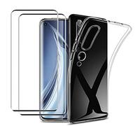 NOVAGO Compatible avec Xiaomi Mi 10 Pro - Pack Complet- Coque Souple Ultra Résistante + 2 Films de Protection écran en Verre trempé 3D incurvé