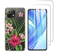 NOVAGO Compatible avec Xiaomi MI 11 Lite 4G et 5G -Pack Complet- Coque Ultra Résistante Anti Chute + 2 Films de Protection écran en Verre trempé (Exotique)