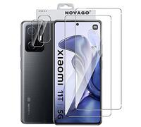 NOVAGO compatible avec Xiaomi Mi 11T et Mi 11T Pro 5G - Pack de 4 films en verre trempé résistant anti choc et anti explosion, deux verres pour écran et deux verres pour objectif