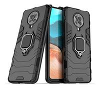 NOVAGO Compatible avec Xiaomi Poco F2 Pro 5G - Coque Résistante Anti Choc avec Anneau Bague Anti Chute/béquille (Noir Anneau)