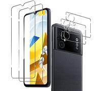 NOVAGO Compatible avec Xiaomi POCO M5 4G - Pack de 4 Films vitre Verre trempé Donc 2 pour écran et 2 pour l'objectif caméra arrière