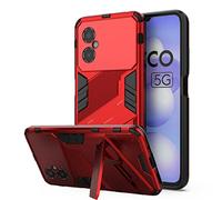 NOVAGO Compatible avec Xiaomi POCO M5 4G / POCO M4 5G - Coque Rouge Résistante Antichoc avec Support Pied Pliable Vidéo Intégré