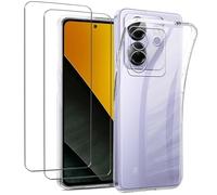NOVAGO Compatible avec Xiaomi Poco M7 Pro 5G - Pack Complet - Coque Résistante Transparente + 2 Films vitre Protection écran en Verre trempé résistant