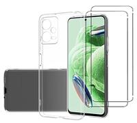 NOVAGO Compatible avec Xiaomi POCO X5 5G/Redmi Note 12 5G -Pack Complet- Coque Résistante Transparente + 2 Films Protection écran Verre trempé