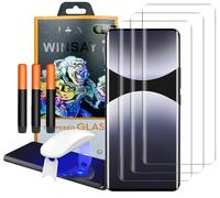 NOVAGO Compatible avec Xiaomi Poco X7 5G/Redmi Note 14 Pro 4G/5G/Redmi Note 14 Pro Plus 5G/Redmi Note 14 Pro+ 5G - 3 Films écran verre trempé incurvé résistant avec colles et lampe fournies