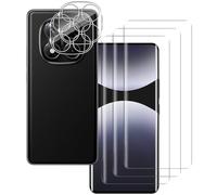 NOVAGO Compatible avec Xiaomi Poco X7 5G / Redmi Note 14 Pro 5G - 3 Films vitre Protection écran vitre Verre trempé incurvé Colle et Lampe fournie + 2 Films caméra Objectif arrière