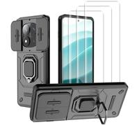 NOVAGO Compatible avec Xiaomi Poco X7 5G/Redmi Note 14 Pro 5G - Coque magnétique Résistante avec Anneau béquille Anti Chute + 3 Films Protection écran vitre Verre trempé incurvé