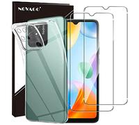NOVAGO Compatible avec Xiaomi Redmi 10C - Pack 3 en 1 : Coque Transparente Souple Antichoc + 2 Films de Protection Écran en Verre Trempé 9H Format Ajusté/Compatible Coques (Transparent)
