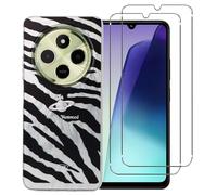 NOVAGO Compatible avec Xiaomi Redmi 14C/Poco C75 -Coque Silicone Souple Style Zèbre Holographique -Protection Élégante et Flexible+ 2 Films Protection écran vitre Verre trempé résistant