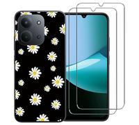 NOVAGO Compatible avec Xiaomi Redmi 15C 4G/5G -Pack Complet- Coque Résistante Transparente avec Motif Fantaisie imprimé + 2 Films Protection vitre écran Verre trempé (Petites Fleurs)