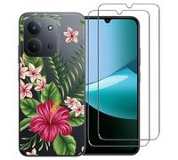 NOVAGO Compatible avec Xiaomi Redmi 15C 4G/5G -Pack Complet- Coque Résistante Transparente avec Motif Fantaisie imprimé + 2 Films Protection vitre écran Verre trempé (Exotique)