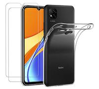 NOVAGO Compatible avec Xiaomi Redmi 9C,Redmi 9C NFC,Redmi 10A 4G -Pack Complet- Coque Résistante Transparente + 2 Films de Protection écran en Verre trempé