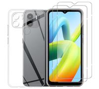 NOVAGO Compatible avec Xiaomi Redmi A1+ / Redmi A2+ - Pack Complet - Coque Arrière Résistante Transparente en Silicone TPU + 2 Films de Protection écran en Verre Trempé (Compatible Coque)