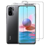 NOVAGO Compatible avec Xiaomi Redmi Note 10 4G et Redmi Note 10S - Pack de 4 Films en Verre trempé résistant Anti Choc et Anti Explosion, Deux Verres pour écran et Deux Verres pour Objectif