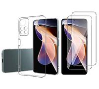 NOVAGO Compatible avec Xiaomi Redmi Note 11 Pro+ 5G /Note 11 Pro Plus 5G -Pack complet- coque Résistante transparente + 2 films protection écran verre trempé (Transparent)