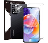 NOVAGO Compatible avec Xiaomi Redmi Note 11 Pro+ 5G/Note 11 Pro Plus 5G - Pack de 4 Films vitre Verre trempé Donc 2 pour écran et 2 pour l'objectif caméra arrière