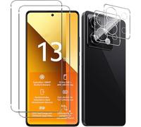 NOVAGO compatible avec Xiaomi Redmi Note 13 5G - Pack de 4 films en verre trempé résistant anti choc et anti explosion, deux verres pour écran et deux verres pour objectif