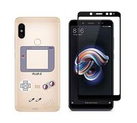 NOVAGO Compatible avec Xiaomi Redmi Note 5 -Pack 2 en 1 -Coque Souple Transparente Anti Choc avec Impression +1 Film en Verre trempé Protection écran résistant (Game Boy)