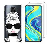 NOVAGO Compatible avec Xiaomi Redmi Note 9S /Note 9 Pro/Note 9 Pro Max-Pack Complet- Coque de Protection Résistante + 2 Films de Protection écran en Verre trempé (Fille)