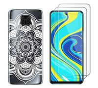 NOVAGO Compatible avec Xiaomi Redmi Note 9S /Note 9 Pro/Note 9 Pro Max-Pack Complet- Coque de Protection Résistante + 2 Films de Protection écran en Verre trempé (Rosace)