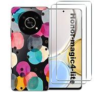 NOVAGO Compatible Honor Magic4 Lite 5G - Coque Gel Souple résistante avec Impression +2 Films Protection écran vitre Verre trempé (Ronds).