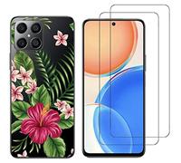 NOVAGO Compatible Honor X8- Coque Gel Souple résistante avec Impression +2 Films Protection écran vitre Verre trempé (Exotique)