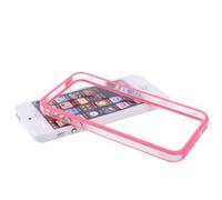 NOVAGO Compatible iPhone 5, iPhone 5s, iPhone SE 2016 -Bumper Coque de Contour avec Boutons Effet métallique (Rose Transparent)