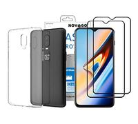 NOVAGO Compatible OnePlus 6T 1+6T Pack (3 en 1) Coque Souple Transparente Anti Choc +2 Films écran en Verre trempé Couvrant totalité de l'écran