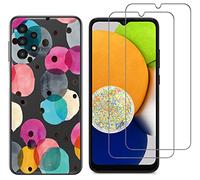 NOVAGO Compatible Samsung Galaxy A13 4G - Coque Gel Souple résistante avec Impression +2 Films Protection écran vitre Verre trempé (Ronds)
