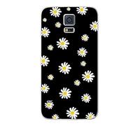 NOVAGO Coque Galaxy S5, S5 Neo, S5 New Coque Gel Souple et résistant avec Impression Fantaisie pour Samsung Galaxy S5(Fleur Blanches Fond Noir)