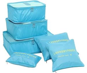 NOVAGO Ensemble Complet de différents Sacs, organisateurs de Valise et Voyage (Bleu Ciel)