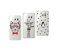 NOVAGO Galaxy S6 Edge Pack de 3 Coques Gel Souple Solide avec Impression Fantaisie pour Samsung Galaxy S6 Edge (Pack 4)