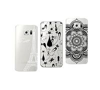 NOVAGO Galaxy S6 Edge Pack de 3 Coques Gel Souple Solide avec Impression Fantaisie pour Samsung Galaxy S6 Edge (Pack 1)