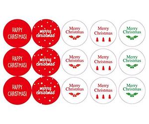 NOVAGO lot 3 planches de 15 stickers autocollants colorés pour fermer vos paquets cadeaux ou décorer les objets- Série Merry Christmas