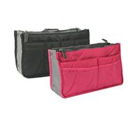 NOVAGO Lot de 2 Organiseurs Pochette Sac de Rangement intérieur pour Sac à Main ou Sac de Voyage (Divers Coloris Disponibles) (Noir+Fuschia, 2 Sacs)
