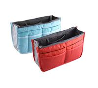 NOVAGO Lot de 2 Organiseurs Pochette Sac de Rangement intérieur pour Sac à Main ou Sac de Voyage (Divers Coloris Disponibles) (Bleu+Orange, 2 Sacs)